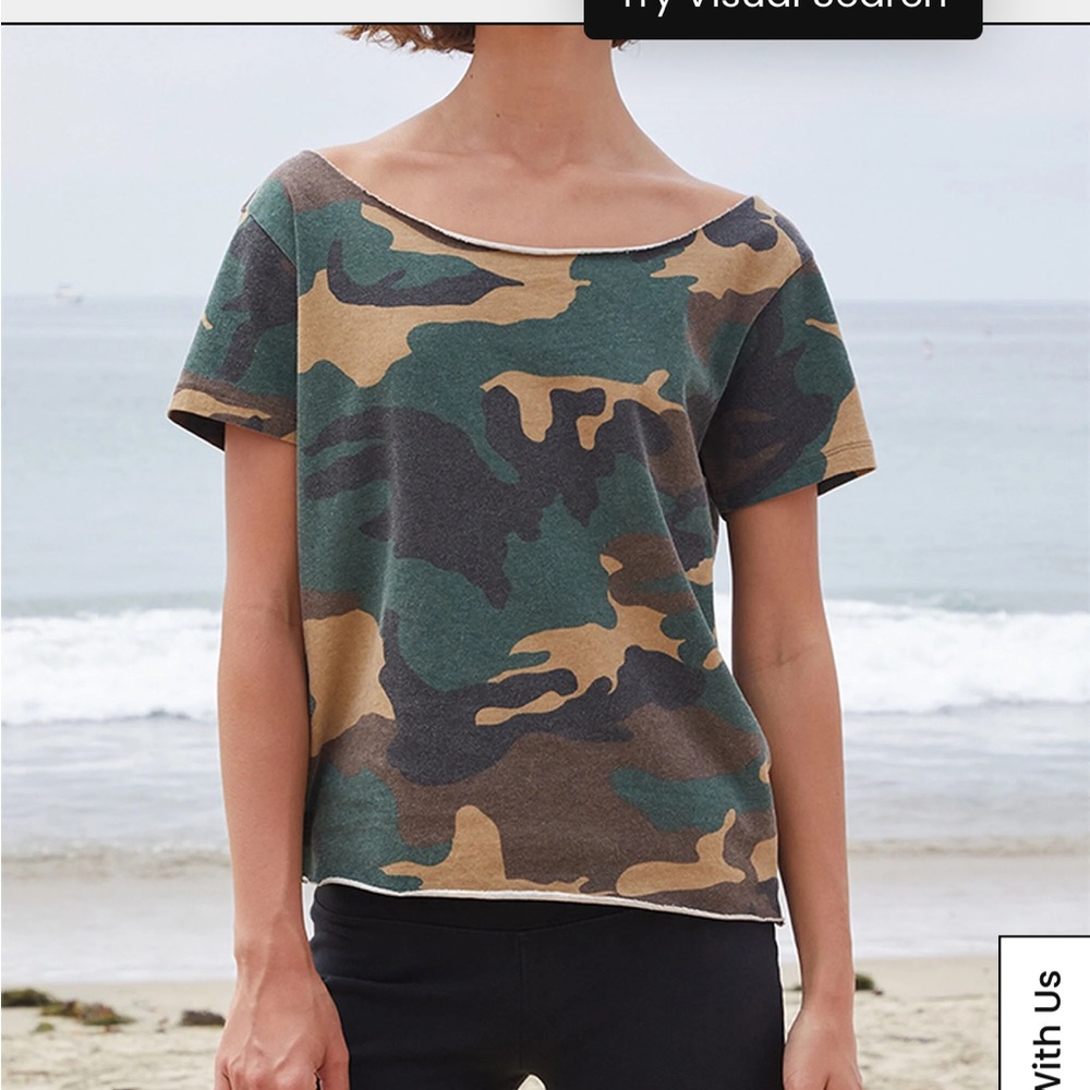 John Galt Robyn Camo Off-The-Shoulder Top